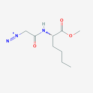 molecular formula C9H16N3O3+ B1205578 Methyl 2-diazoacetamidohexonate 