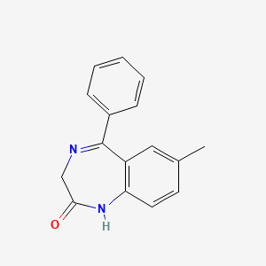 molecular formula C16H14N2O B1205596 7-Methyl-5-phenyl-1,3-dihydro-1,4-benzodiazepin-2-one CAS No. 5571-63-1