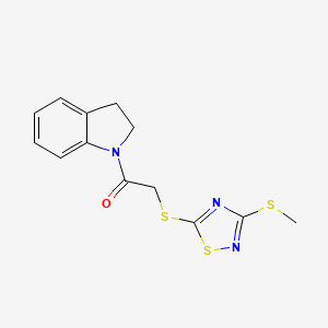 molecular formula C13H13N3OS3 B1205607 1-(2,3-Dihydroindol-1-yl)-2-[[3-(methylthio)-1,2,4-thiadiazol-5-yl]thio]ethanone 