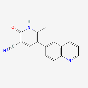 3-Pyridinecarbonitrile, 1,2-dihydro-6-methyl-2-oxo-5-(6-quinolinyl)-