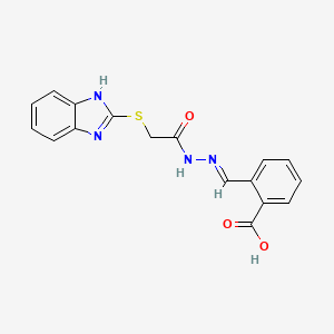 molecular formula C17H14N4O3S B12056533 2-[(E)-{2-[(1H-benzimidazol-2-ylsulfanyl)acetyl]hydrazinylidene}methyl]benzoic acid 
