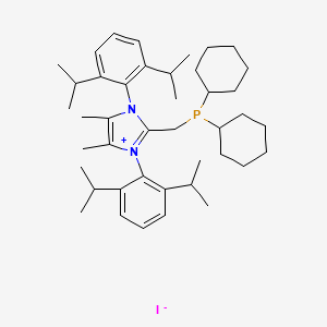 molecular formula C42H64IN2P B12056582 2-((Dicyclohexylphosphanyl)methyl)-1,3-bis(2,6-diisopropylphenyl)-4,5-dimethyl-1H-imidazol-3-ium iodide 