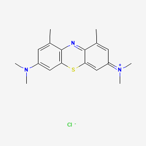 molecular formula C18H22ClN3S B1205665 3,7-Bis(dimethylamino)-1,9-dimethylphenothiazin-5-ium chloride CAS No. 23481-50-7