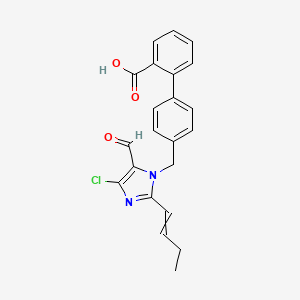 molecular formula C22H19ClN2O3 B1205673 [1,1'-Biphenyl]-2-carboxylicacid, 4'-[[2-(1-buten-1-yl)-4-chloro-5-formyl-1H-imidazol-1-yl]methyl]- 