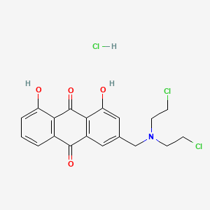 molecular formula C19H18Cl3NO4 B1205692 9,10-Anthracenedione, 3-((bis(2-chloroethyl)amino)methyl)-1,8-dihydroxy-, hydrochloride (1:1) CAS No. 121211-14-1