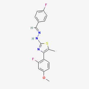 molecular formula C18H15F2N3OS B12056987 2-[(2E)-2-(4-fluorobenzylidene)hydrazinyl]-4-(2-fluoro-4-methoxyphenyl)-5-methyl-1,3-thiazole 