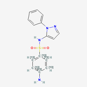 molecular formula C15H14N4O2S B12057035 Sulfaphenazole 13C6 (sulfanilamide ring 13C6) 