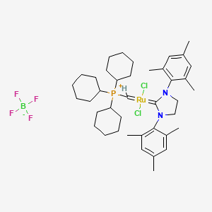 molecular formula C40H60BCl2F4N2PRu B12057050 Dichloro[1,3-bis(2,4,6-trimethylphenyl)-2-imidazolidinylidene][(tricyclohexylphosphoranyl)methylidene]ruthenium(II) tetrafluoroborate CAS No. 832146-68-6