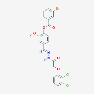molecular formula C23H17BrCl2N2O5 B12057066 4-(2-((2,3-Dichlorophenoxy)AC)carbohydrazonoyl)-2-methoxyphenyl 3-bromobenzoate CAS No. 477735-01-6