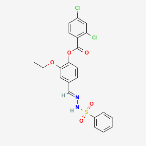 molecular formula C22H18Cl2N2O5S B12057123 2-Ethoxy-4-(2-(phenylsulfonyl)carbohydrazonoyl)phenyl 2,4-dichlorobenzoate CAS No. 477731-97-8