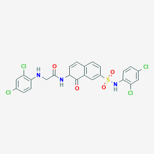 molecular formula C24H17Cl4N3O4S B1205721 N(2)-(2,4-二氯苯基)-N-(7-{[(2,4-二氯苯基)氨基]磺酰}-1-氧代-1,2-二氢萘-2-基)甘氨酰胺 