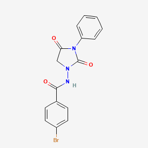 molecular formula C16H12BrN3O3 B12057299 4-bromo-N-(2,4-dioxo-3-phenylimidazolidin-1-yl)benzamide 