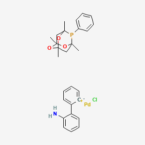 molecular formula C28H31ClNO3PPd B12057308 Chloro[(1,3,5,7-tetramethyl-5-phenyl-2,4,8-trioxa-6-phosphaadamantane)-2-(2-aminobiphenyl)]palladium(II) 