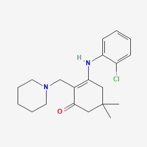 molecular formula C20H27ClN2O B1205734 3-((2-Chlorophenyl)amino)-5,5-dimethyl-2-(1-piperidinylmethyl)-2-cyclohexen-1-one CAS No. 74972-02-4
