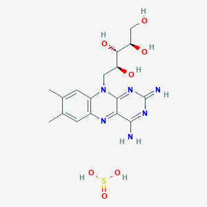 molecular formula C17H24N6O7S B1205741 1-(4-Amino-2-imino-7,8-dimethylbenzo(g)pteridin-10(2H)-yl)-1-deoxy-D-ribitol CAS No. 61098-18-8