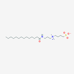 molecular formula C23H48N2O4S B12057544 4-{Dimethyl[3-(tetradecanoylamino)propyl]azaniumyl}butane-1-sulfonate CAS No. 122398-33-8