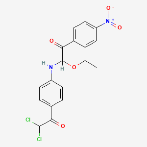 molecular formula C18H16Cl2N2O5 B1205764 2-((4-(Dichloroacetyl)phenyl)amino)-2-ethoxy-1-(4-nitrophenyl)ethanone CAS No. 24518-45-4