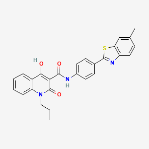 molecular formula C27H23N3O3S B12057693 4-hydroxy-N-[4-(6-methyl-1,3-benzothiazol-2-yl)phenyl]-2-oxo-1-propyl-1,2-dihydroquinoline-3-carboxamide 
