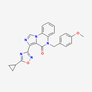 molecular formula C23H19N5O3 B1205781 3-(5-Cyclopropyl-1,2,4-oxadiazol-3-yl)-5-((4-methoxyphenyl)methyl)imidazo(1,5-a)quinoxalin-4(5H)-one CAS No. 126990-93-0