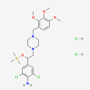 molecular formula C25H39Cl4N3O4Si B1205788 2,6-Dichloro-4-(2-(4-((2,3,4-trimethoxyphenyl)methyl)-1-piperazinyl)-1-((trimethylsilyl)oxy)ethyl)benzenamine dihydrochloride CAS No. 102390-96-5