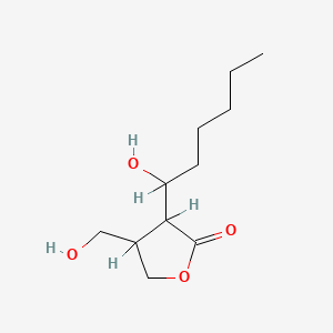 molecular formula C11H20O4 B1205795 2(3H)-Furanone, dihydro-3-(1-hydroxyhexyl)-4-(hydroxymethyl)- CAS No. 109075-62-9