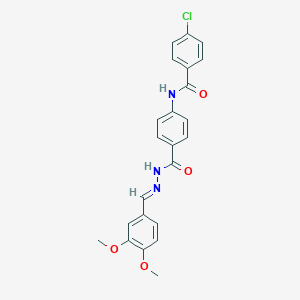 molecular formula C23H20ClN3O4 B012058 p-(p-Chlorobenzamido)benzoic acid 2-veratrylidenehydrazide CAS No. 100278-32-8