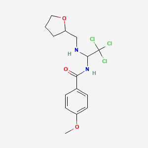 molecular formula C15H19Cl3N2O3 B12058089 4-methoxy-N-{2,2,2-trichloro-1-[(tetrahydro-2-furanylmethyl)amino]ethyl}benzamide 