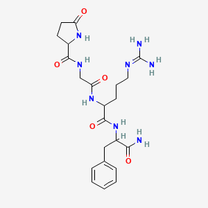 molecular formula C22H32N8O5 B12058972 N-[2-[[1-[(1-amino-1-oxo-3-phenylpropan-2-yl)amino]-5-(diaminomethylideneamino)-1-oxopentan-2-yl]amino]-2-oxoethyl]-5-oxopyrrolidine-2-carboxamide 