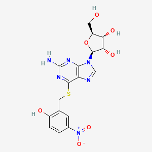 molecular formula C17H18N6O7S B12059118 (2S,3S,4R,5S)-2-[2-amino-6-[(2-hydroxy-5-nitrophenyl)methylsulfanyl]purin-9-yl]-5-(hydroxymethyl)oxolane-3,4-diol 