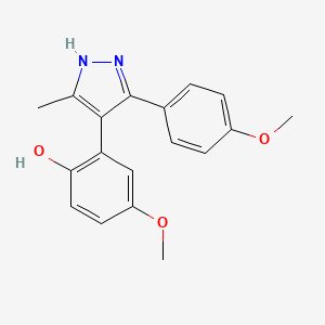 molecular formula C18H18N2O3 B1205970 4-methoxy-2-[3-(4-methoxyphenyl)-5-methyl-1H-pyrazol-4-yl]phenol 