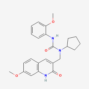 molecular formula C24H27N3O4 B1205986 1-cyclopentyl-1-[(7-methoxy-2-oxo-1H-quinolin-3-yl)methyl]-3-(2-methoxyphenyl)urea 