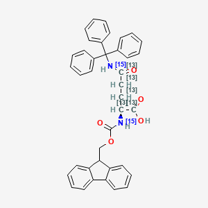 molecular formula C39H34N2O5 B12059929 (2S)-2-(9H-fluoren-9-ylmethoxycarbonyl(15N)amino)-5-oxo-5-(trityl(15N)amino)(1,2,3,4,5-13C5)pentanoic acid 