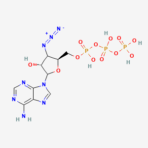 molecular formula C10H15N8O12P3 B1206013 [[(2S,4R)-5-(6-aminopurin-9-yl)-3-azido-4-hydroxyoxolan-2-yl]methoxy-hydroxyphosphoryl] phosphono hydrogen phosphate CAS No. 92117-27-6