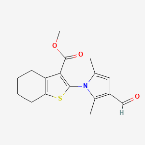 molecular formula C17H19NO3S B1206026 2-(3-Formyl-2,5-dimethyl-1-pyrrolyl)-4,5,6,7-tetrahydro-1-benzothiophene-3-carboxylic acid methyl ester 
