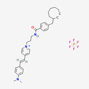molecular formula C34H40F6N3OP B12060286 1-(3-{4-[(Cyclooct-2-yn-1-yl)methyl]benzamido}propyl)-4-{(E)-2-[4-(dimethylamino)phenyl]ethenyl}pyridin-1-ium hexafluorophosphate CAS No. 1188292-56-9