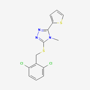 molecular formula C14H11Cl2N3S2 B1206029 3-[(2,6-Dichlorophenyl)methylthio]-4-methyl-5-thiophen-2-yl-1,2,4-triazole 