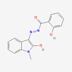 molecular formula C16H13N3O3 B1206031 2-hydroxy-N-[(1-methyl-2-oxo-3-indolylidene)amino]benzamide 