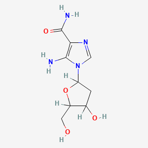 molecular formula C9H14N4O4 B1206046 5-Amino-1-[4-hydroxy-5-(hydroxymethyl)oxolan-2-yl]imidazole-4-carboxamide CAS No. 37642-56-1