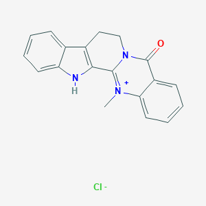 molecular formula C19H16ClN3O B120607 21-Methyl-3,13-diaza-21-azoniapentacyclo[11.8.0.02,10.04,9.015,20]henicosa-1(21),2(10),4,6,8,15,17,19-octaen-14-one;chloride CAS No. 75853-60-0