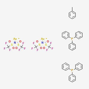molecular formula C47H38Au2F12N2O8P2S4 B12060731 Bis(trifluoromethylsulfonyl)azanide;gold(1+);toluene;triphenylphosphane 