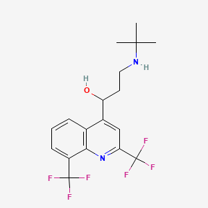 molecular formula C18H20F6N2O B1206078 1-[2,8-Bis(trifluoromethyl)quinolin-4-yl]-3-(tert-butylamino)propan-1-ol CAS No. 59227-74-6
