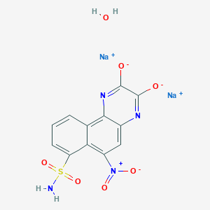 molecular formula C12H8N4Na2O7S B12061011 Disodium 6-nitro-7-sulfamoyl-benzo[f]quinoxaline-2,3-diolate hydrate 