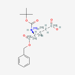 molecular formula C17H23NO6 B12061114 (4S)-4-[(2-methylpropan-2-yl)oxycarbonyl(15N)amino]-5-oxo-5-phenylmethoxy(1,2,3,4,5-13C5)pentanoic acid 