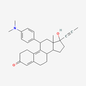 molecular formula C29H35NO2 B1206145 11-[4-(Dimethylamino)phenyl]-17-hydroxy-13-methyl-17-prop-1-ynyl-1,2,6,7,8,11,12,14,15,16-decahydrocyclopenta[a]phenanthren-3-one 