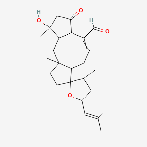 molecular formula C25H36O4 B1206146 4'-Hydroxy-1',3,4'-trimethyl-5-(2-methylprop-1-enyl)-6'-oxospiro[oxolane-2,12'-tricyclo[9.3.0.03,7]tetradec-8-ene]-8'-carbaldehyde 