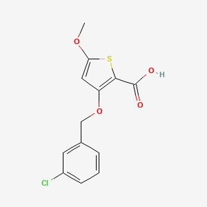 molecular formula C13H11ClO4S B12061732 3-((3-Chlorobenzyl)oxy)-5-methoxythiophene-2-carboxylic acid 