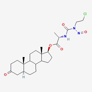 B1206180 L-Alanine, N-(((2-chloroethyl)nitrosoamino)carbonyl)-, (5alpha,17beta)-3-oxoandrostan-17-yl ester CAS No. 89083-93-2