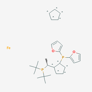 molecular formula C28H36FeO2P2 B12061922 (R)-1-[(S)-2-[Di(2-furyl)phosphino]ferrocenyl]ethyldi-tertbutylphosphine 