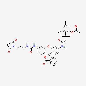 molecular formula C43H40N4O9 B12061930 [2-[4-[[6'-[3-(2,5-dioxopyrrol-1-yl)propylcarbamoylamino]-3-oxospiro[2-benzofuran-1,9'-xanthene]-3'-yl]amino]-2-methyl-4-oxobutan-2-yl]-3,5-dimethylphenyl] acetate 