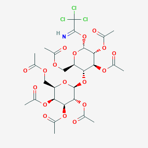 molecular formula C28H36Cl3NO18 B12062133 [(2R,3R,4S,5R,6R)-4,5-diacetyloxy-3-[(2S,3R,4S,5S,6R)-3,4,5-triacetyloxy-6-(acetyloxymethyl)oxan-2-yl]oxy-6-(2,2,2-trichloroethanimidoyl)oxyoxan-2-yl]methyl acetate 